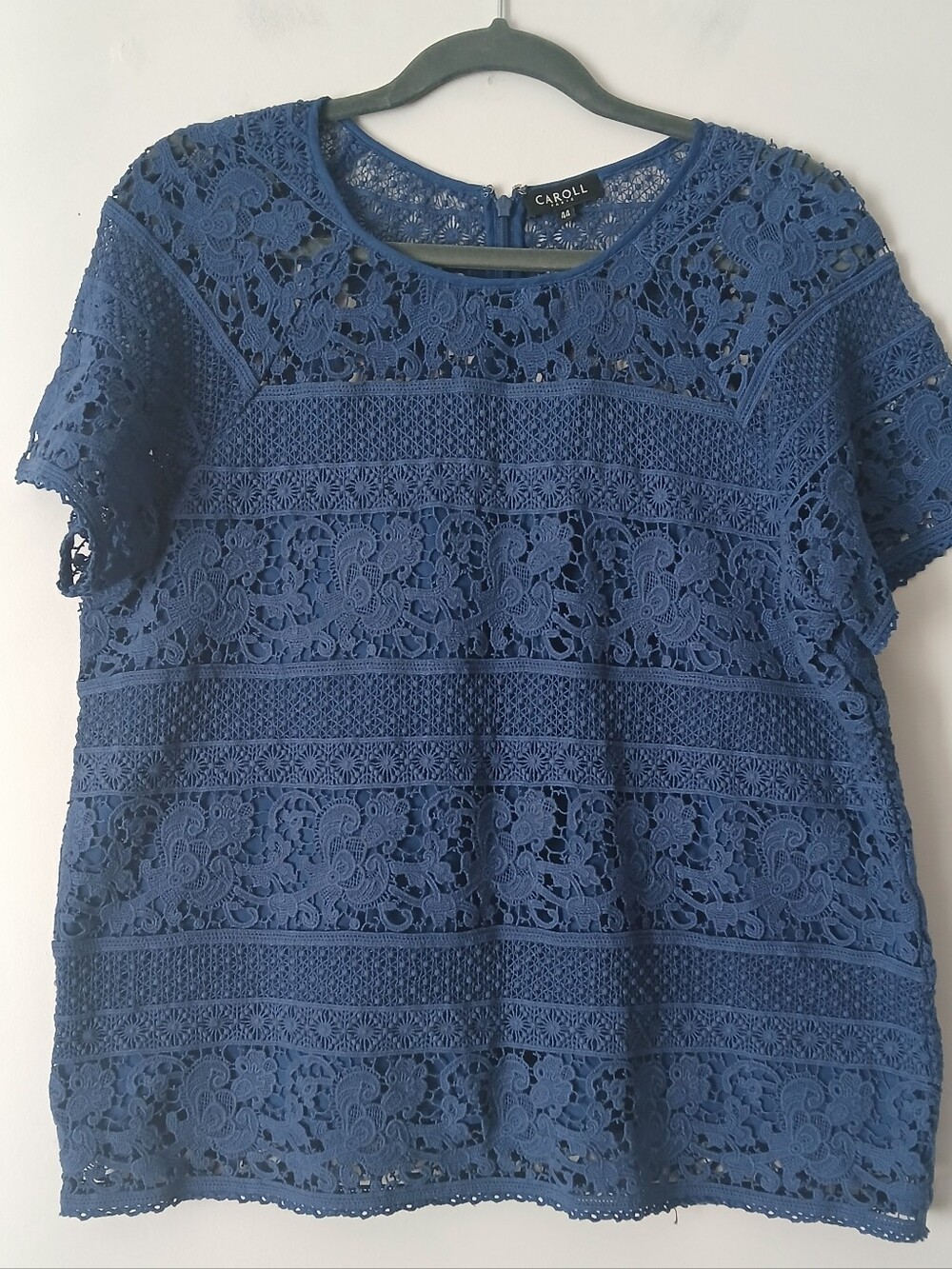 Caroll Paris Navy Lace Short-Sleeve Womens Top Size 44/L
